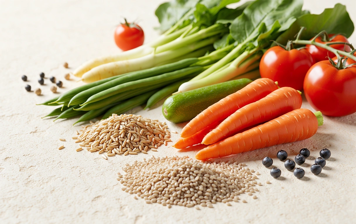 Fresh organic ingredients representing Nutriprote's dietary philosophy